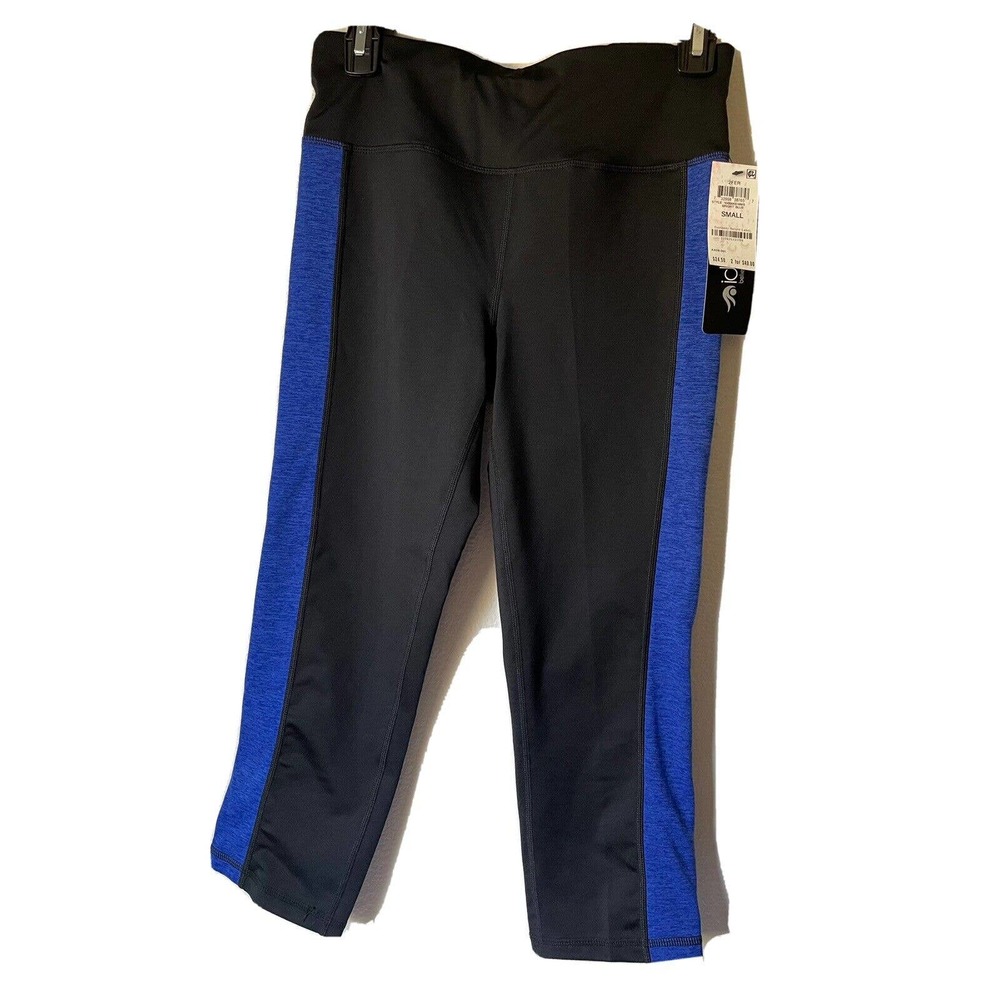 Ideology Teens Women's Cropped Leggings Black Blue Small Stretch Capri NWT